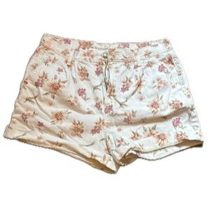 American Eagle Outfitters Floral High Rise Shorts - Cream and Pink